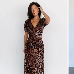 Baltic Born Black and Brown Floral Maxi Dress